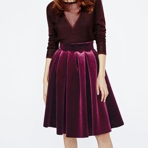 Maje Velvet Pleated Skirt